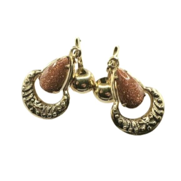 Cute Boho with Sparkly Stone Screw Back Earrings - Picture 1 of 4